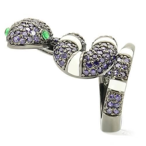 0W184 – Ruthenium Brass Ring with AAA Grade CZ in Multi Color