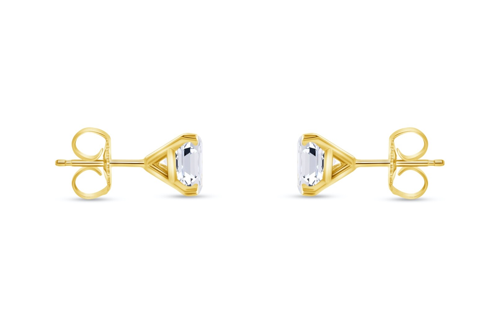 4 Ct Asscher Cut Created Diamond Earrings Stud Real 14K Yellow Gold Martini x