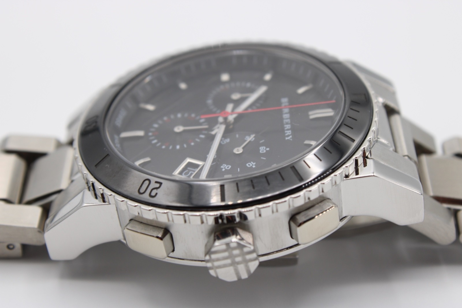 BURBERRY THE CITY BU9380 Stainless Steel Black Dial Chronograph Men’s Watch