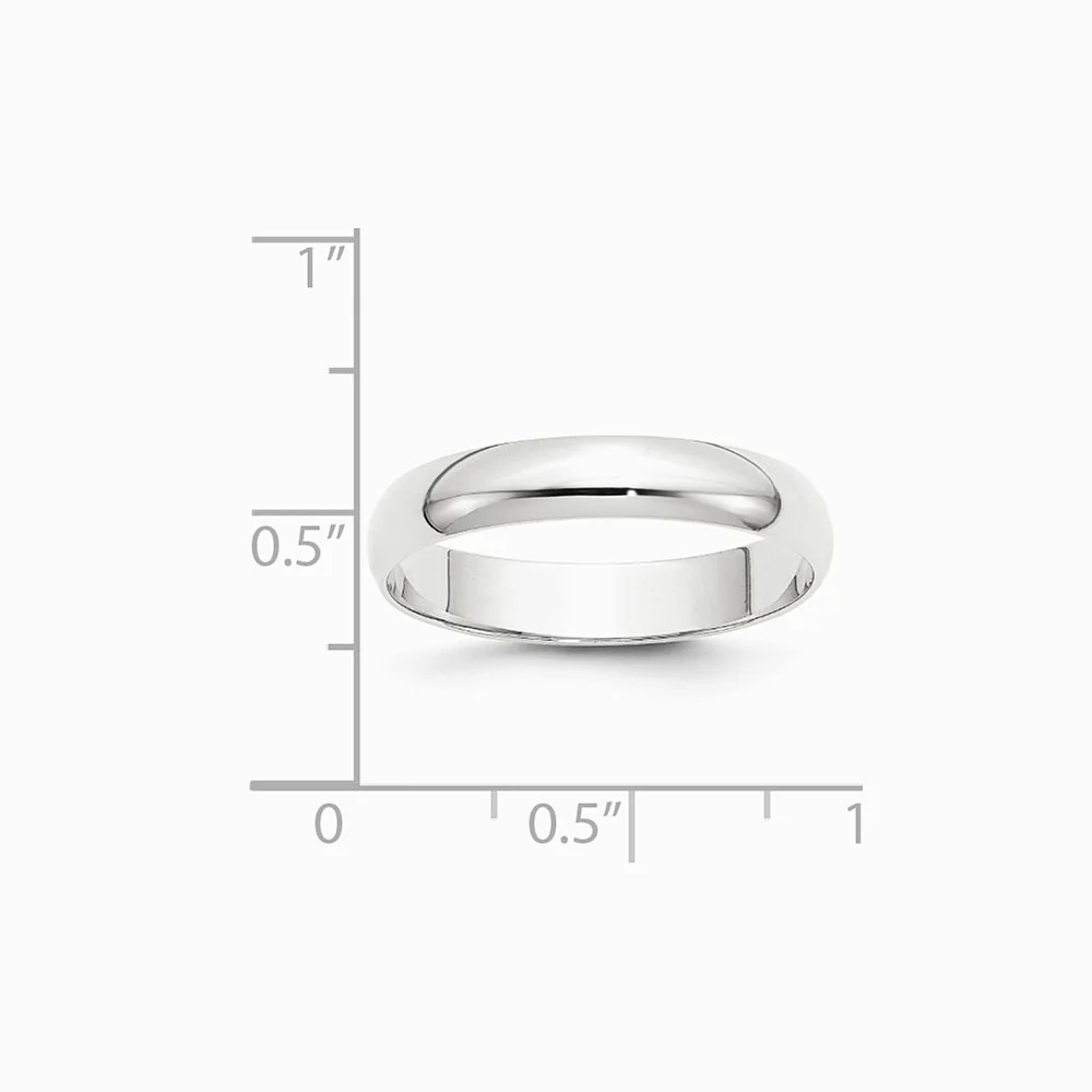 10K White Gold 10KW 4mm LTW Half Round Band Size 10