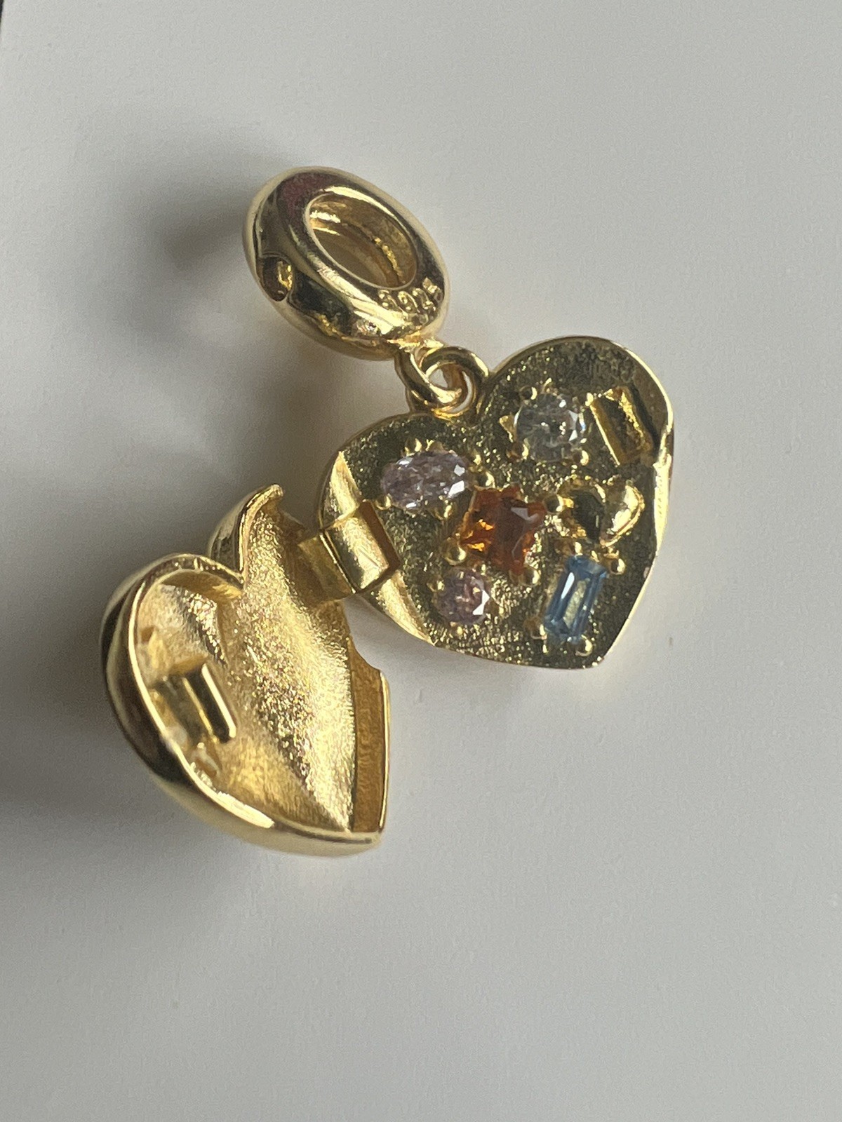 New Marked 925 Silver Gold Plated Box Of Chocolate Heart Charm Pendant