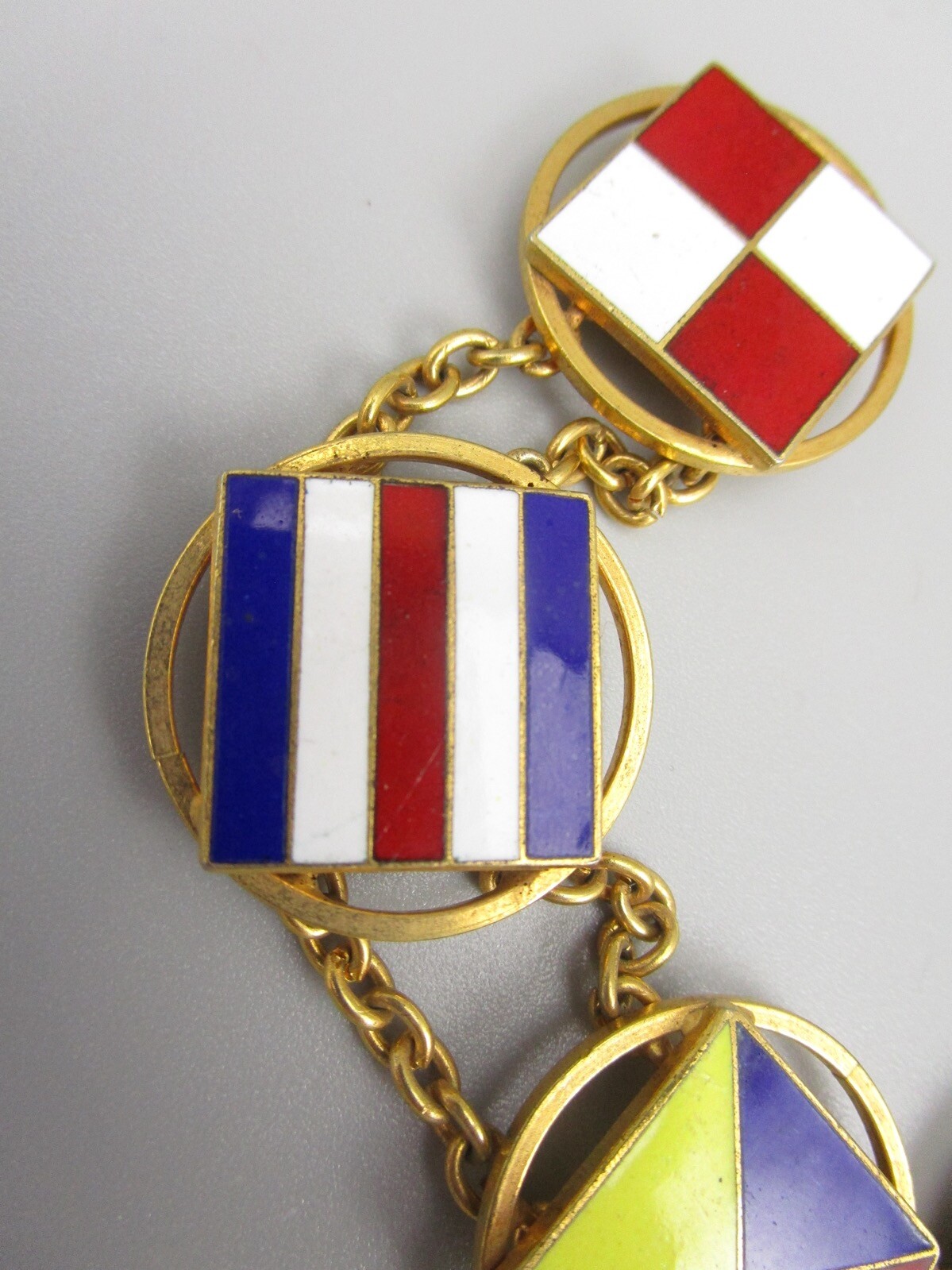 RARE 1980’S ANDREW SPINGARN NAUTICAL FLAG THEME ENAMEL BRACELET