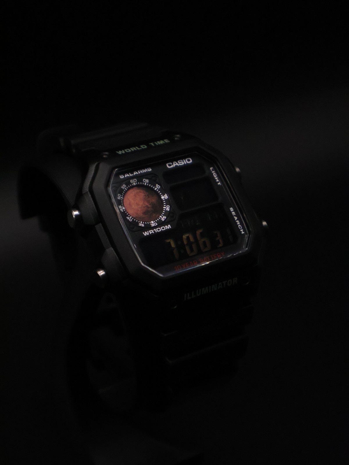 “Ares” | Custom Mars Negative Display Casio | Royale | AE-1200 | ☄️⚫️ | MOD
