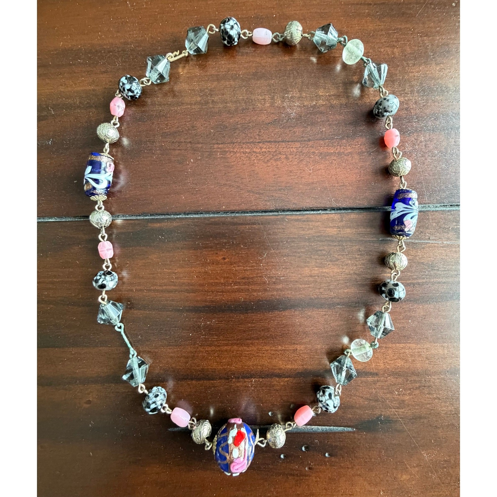 Vintage 1950s Venetian Murano Millefiori Glass Bead Necklace – Missing 1 Bead