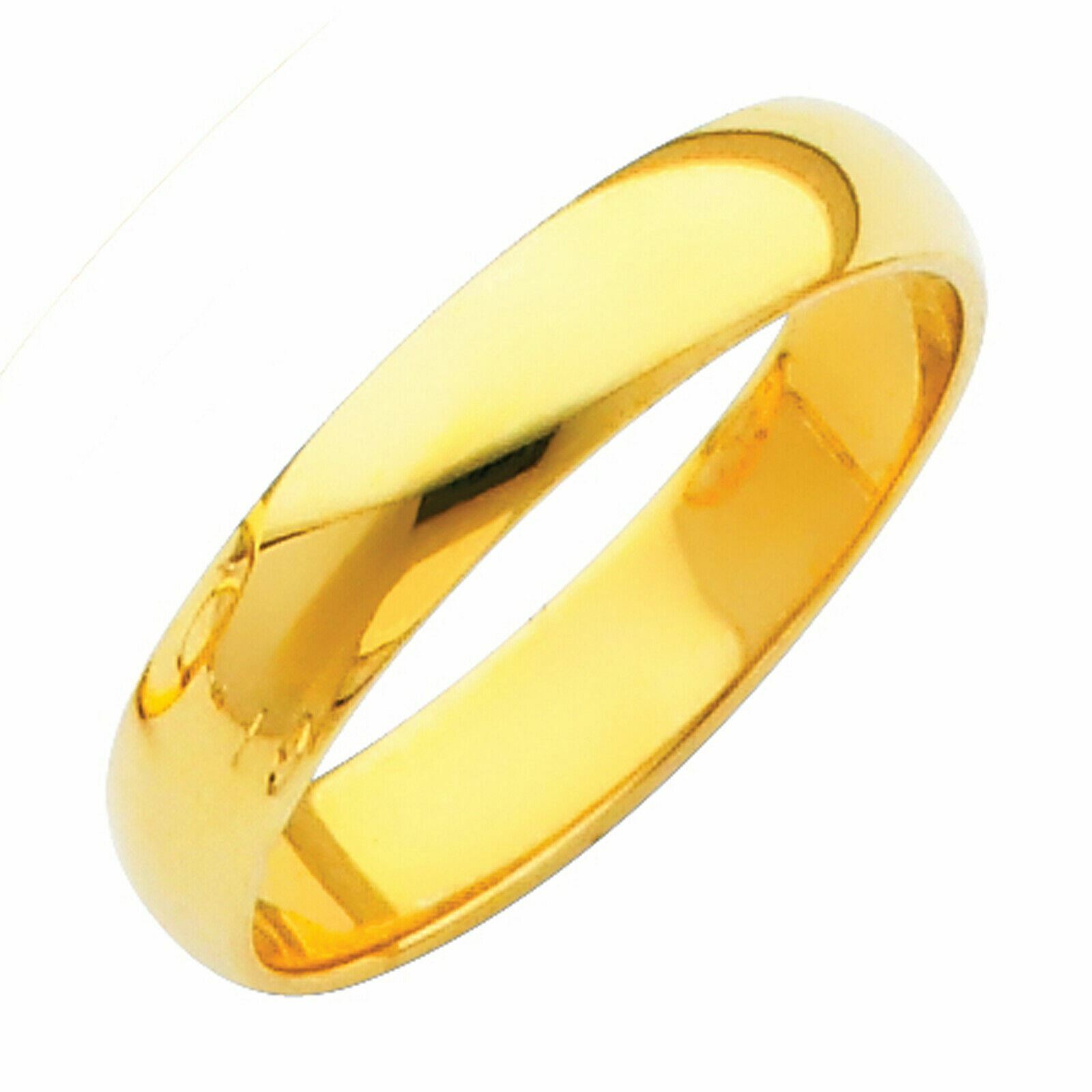 Solid 14K Yellow Gold 2mm 3mm 4mm 5mm 6mm Comfort Fit MenWomen Wedding Band Ring