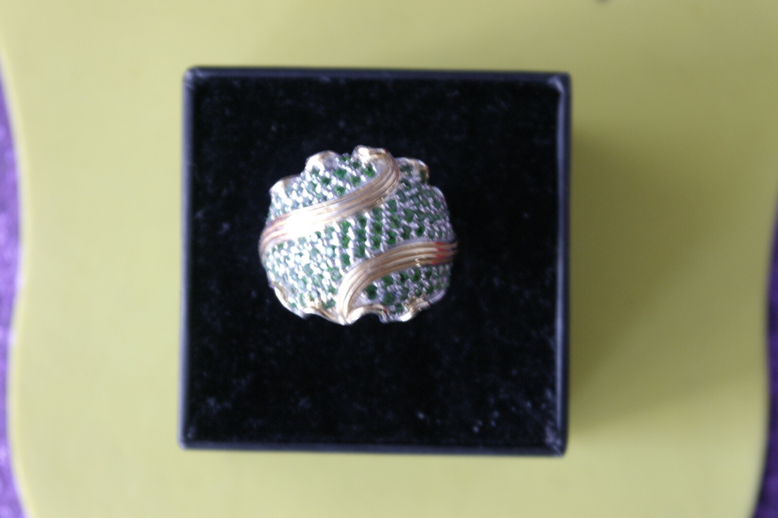 Elegant Round 1.5mm Top Rich Green Chrome Diopside 925 Sterling Silver Ring O1/2