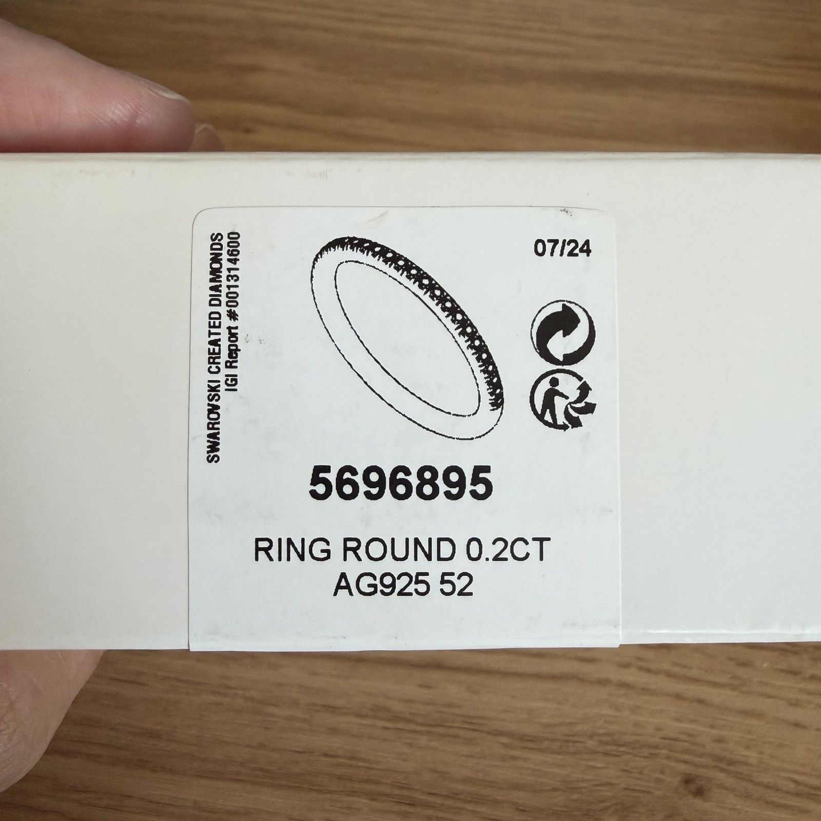 Swarovski Created Diamonds Eternity Ring Round 0.2 Carats Size 52 5696895