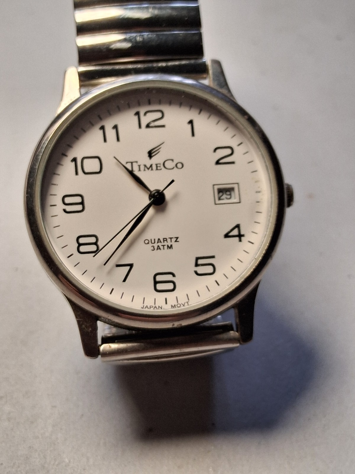 TimeCo Unisex Watch Silver Mesh Bracelet White Dial Easy Reader Working 336