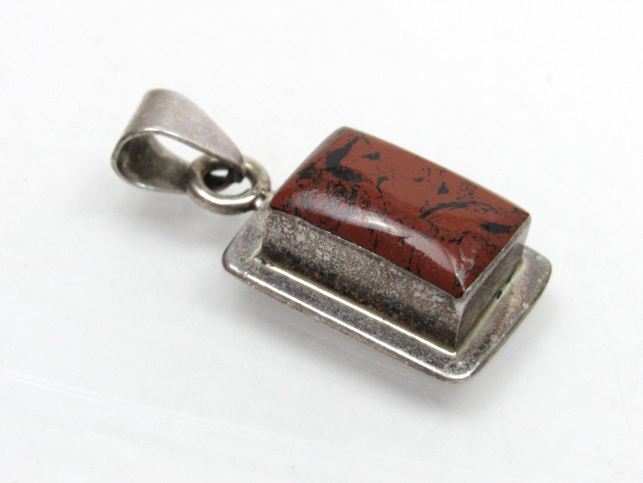 Vintage Mahogany Obsidian Sterling Silver Pendant Mexico 925