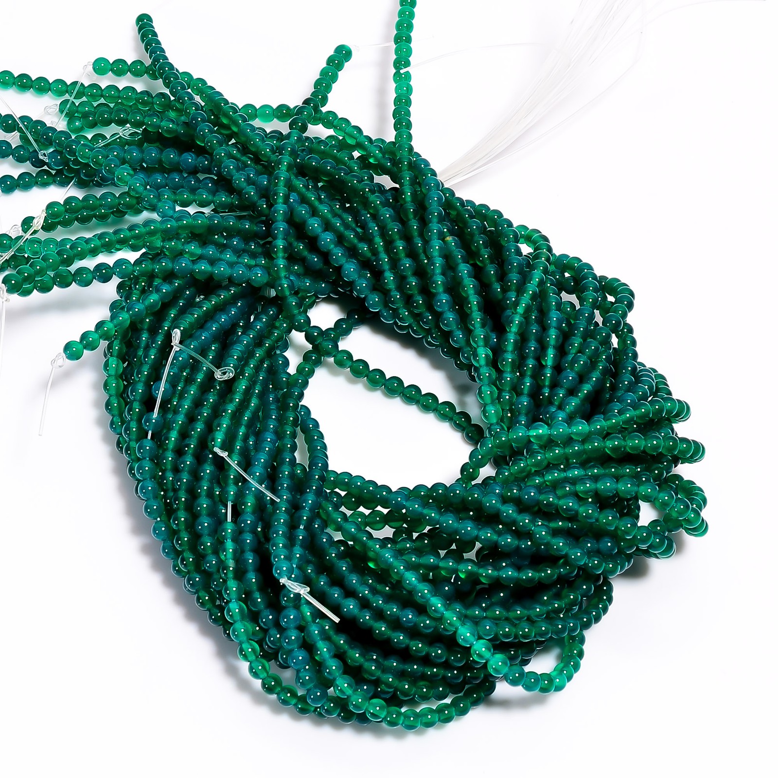 Natural Green Onyx Gemstone Round Shape Smooth Beads 4X4.5 mm Strand 15″ UGB607