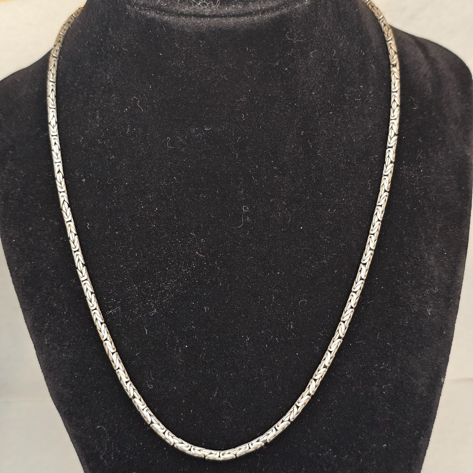 Sterling Silver 925 Byzantine Chain Necklace 18″ 2.9mm 20.48g Artisan Hook Clasp