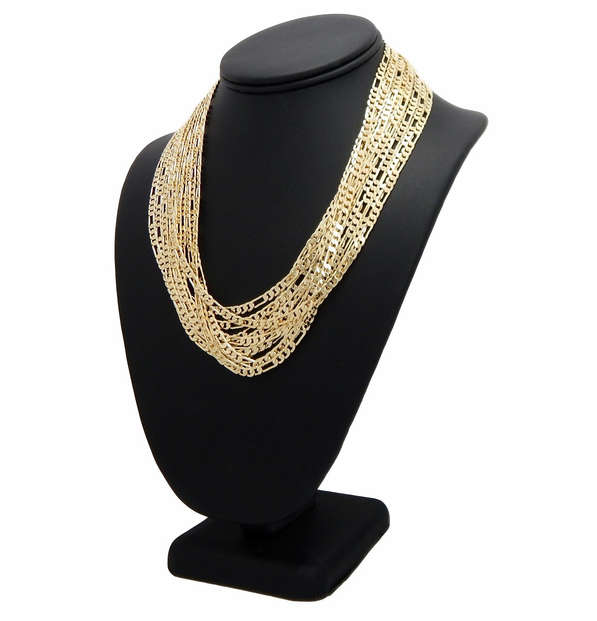 4mm 12 Piece Italian Figaro link Chain 16 18 20 24 30″ 14k Gold Plated Wholesale