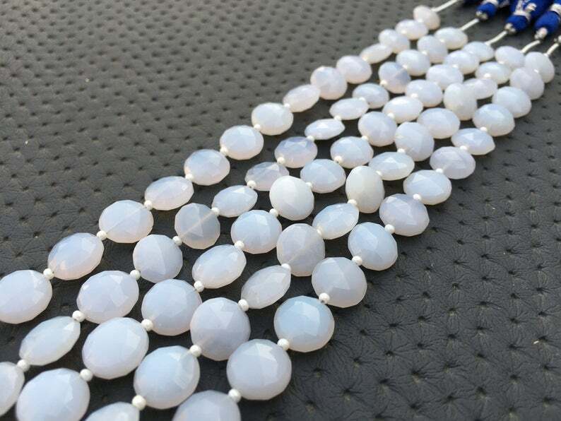 Beautiful Gemstone 16 Pieces Natural Blue Chalcedony Gemstone 1 Strand Faceted