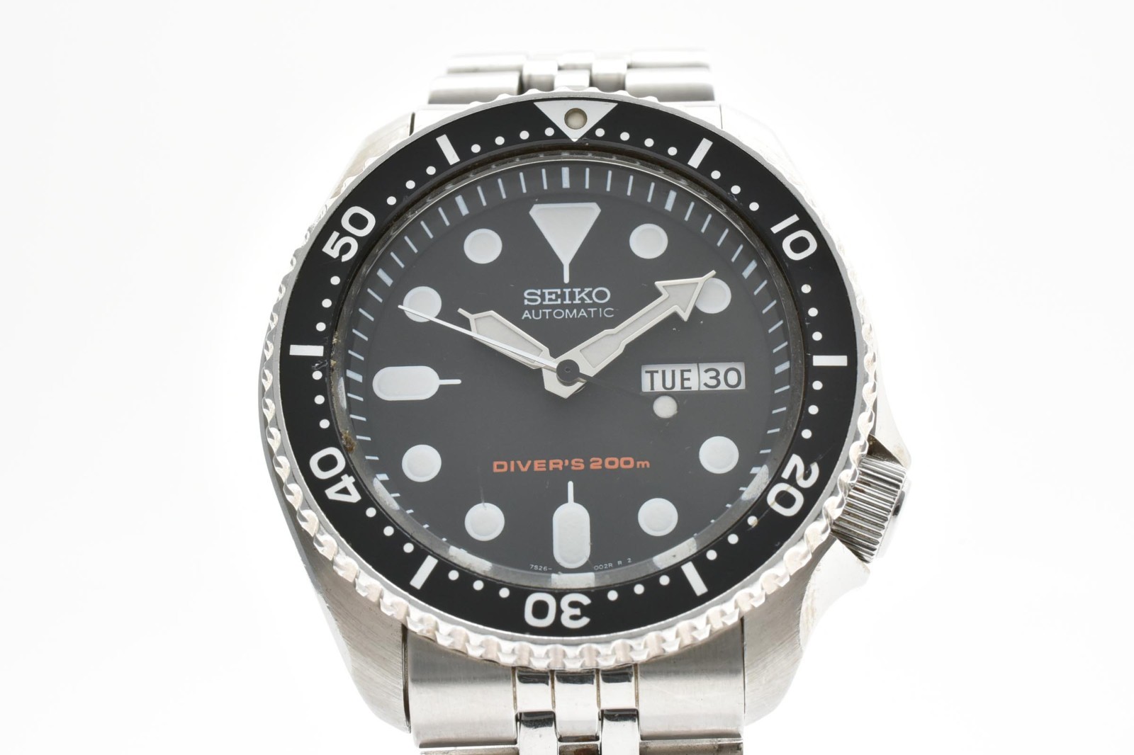 SEIKO SKX007 7S26-0020 Automatic Mens Diver Watch Black Day Date Steel Jubilee