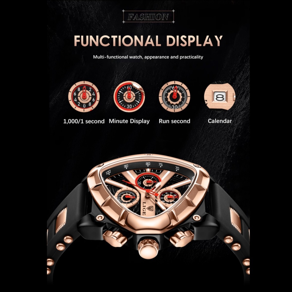 Luxury Men Watch Quartz Sport Analog Date Chronograph 3ATM Waterproof Wristwatch