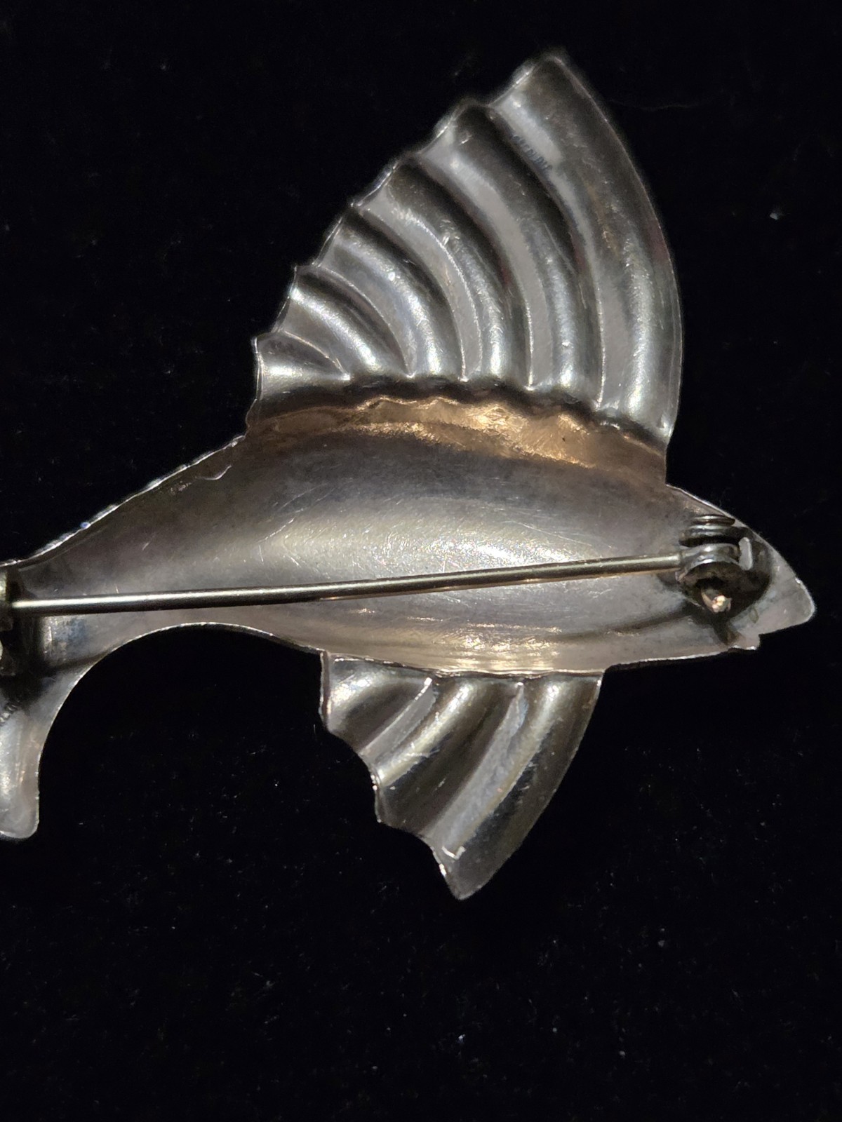 Sterling Silver 1930s Art Deco Flying Fish Cute Marked Sterling As Pictured