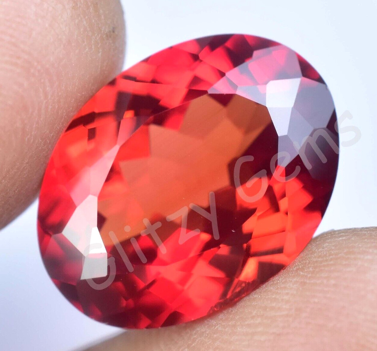 Natural Red-Orange Padparadscha Sapphire 20.00 CT Oval Certified Gemstone