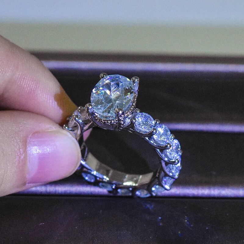 2CT Oval Cut Simulated Diamond Ring Silver Plated Unique Ring For Valentine Gift