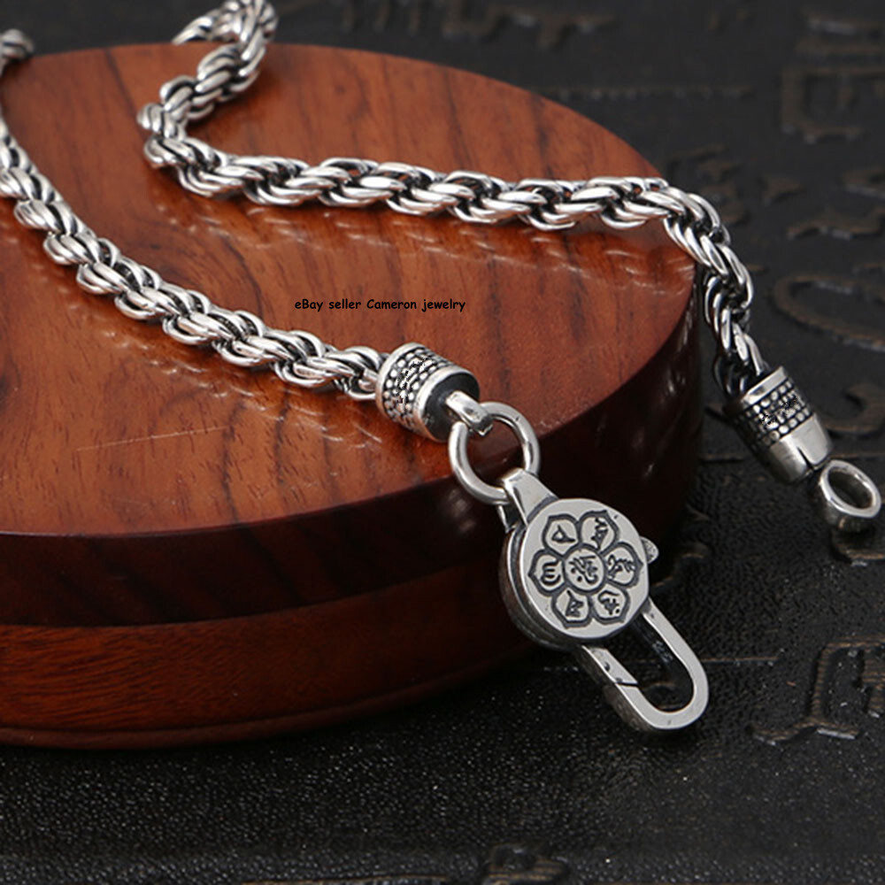Pure S925 Sterling Silver Chain Men Women 3mm Rope Link Bracelet 6.7-8.3inch