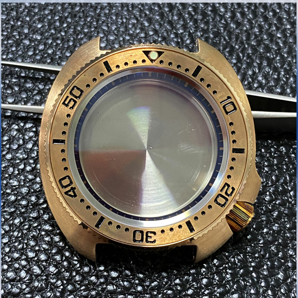 46mm Solid Bronze Diver Watch Case Sapphire 20BAR Fit NH35 NH36 Movement