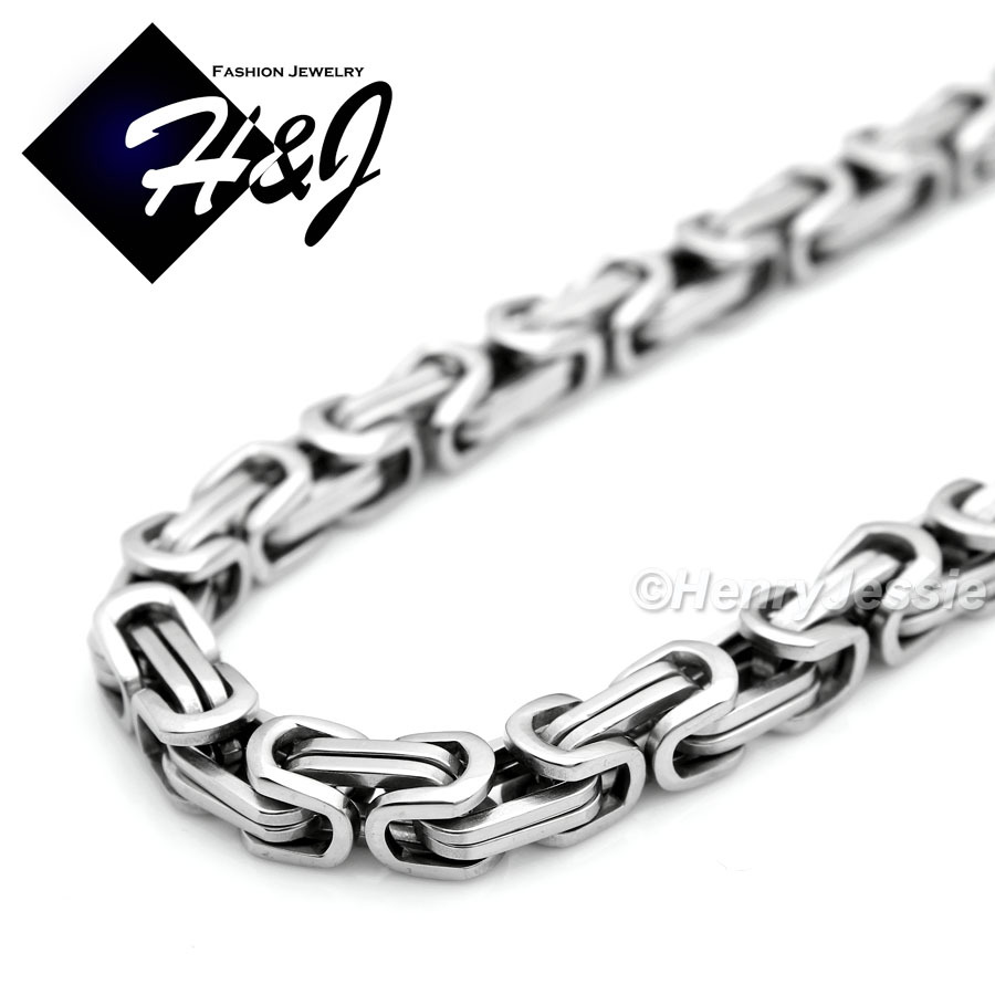 24″MEN Stainless Steel 6mm Silver Byzantine Box Chain Necklace Cross Pendant*J28