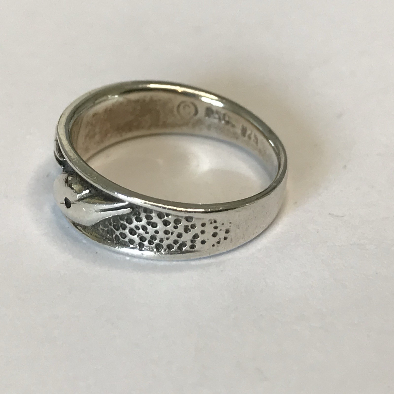 PETER STONE 925 Sterling Silver Vintage Dolphin Band Ring Size 5.75 3.15grams