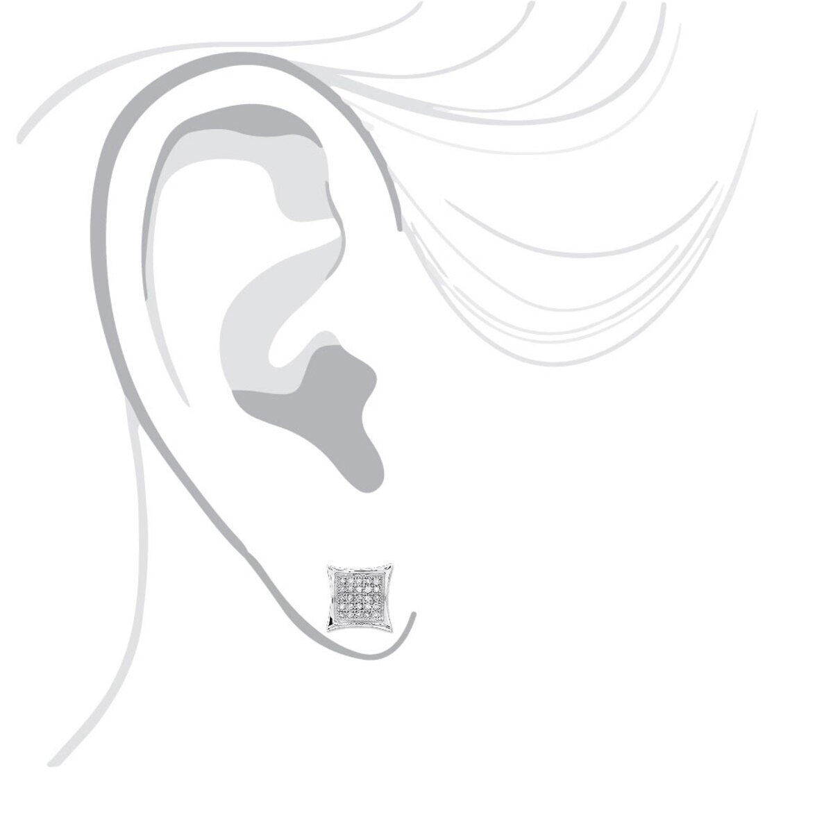 Diamond Earring 0.09ct 10K Gold Stud for Men