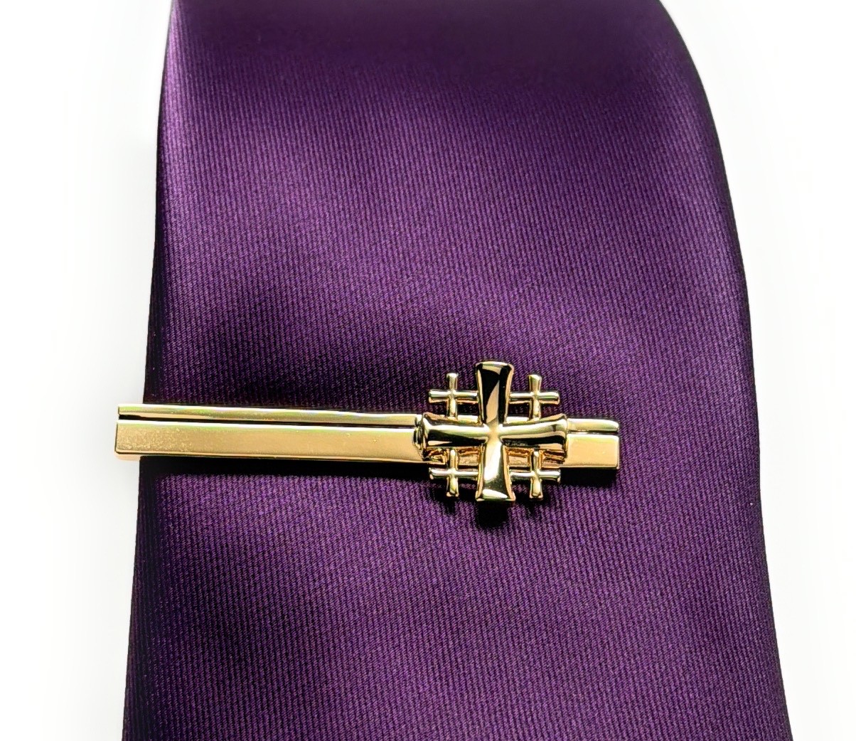 Gold Jerusalem Cross Tie Clip Christian Tie Bar Pastor Gift Religious Jewelry