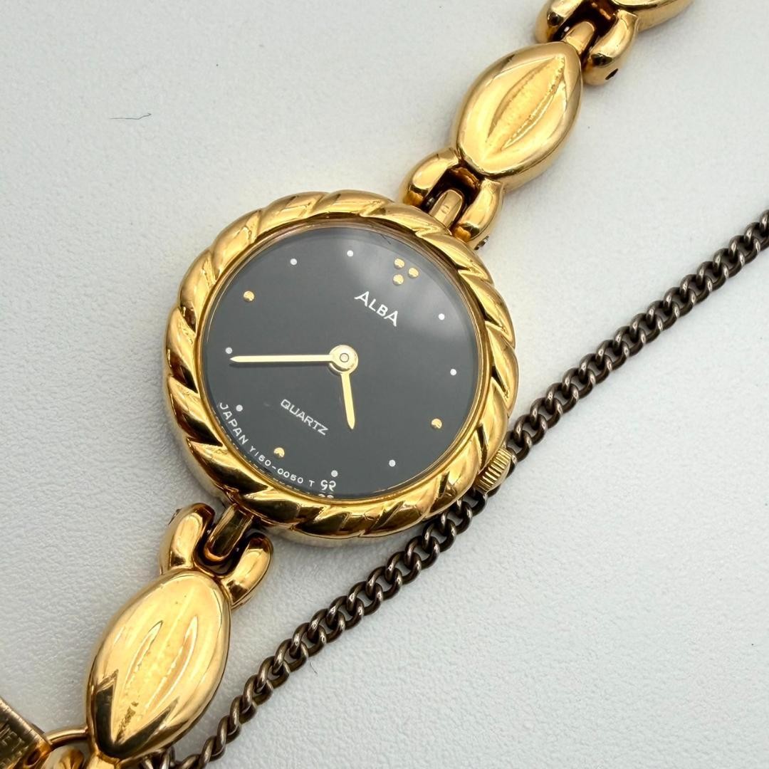 Seiko Alba bracelet watch, gold, new battery, stainless steel, women’s, work