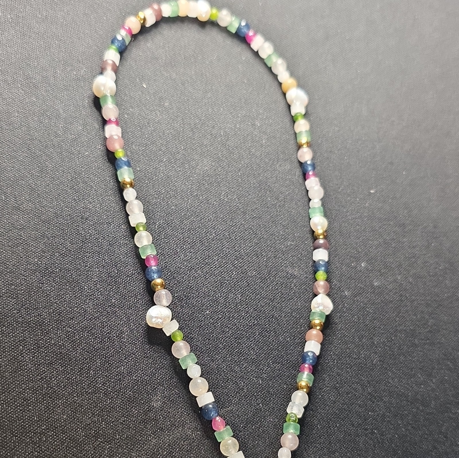 ​”K18 Gold Freshwater Pearl & Gemstone Beaded Necklace / Bracelet Japan 18K”