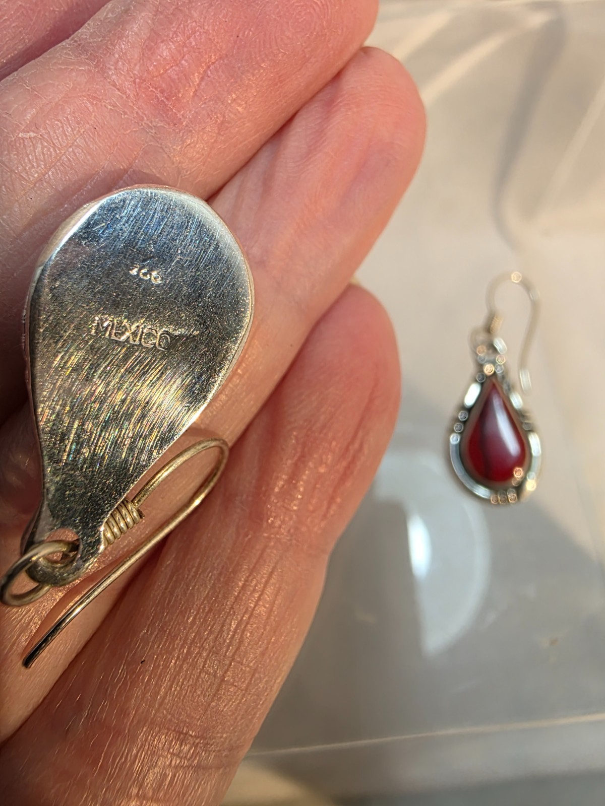 Sterling Silver 925 Red Jasper (Dyed Howlite) Earring Set