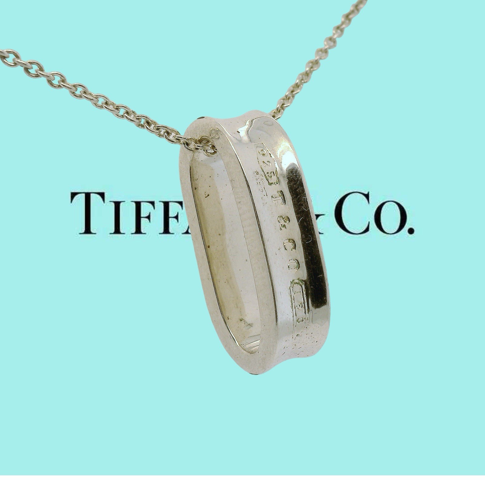 Tiffany & Co. 1837 Oval Pendant Necklace 17 3/4” In Length