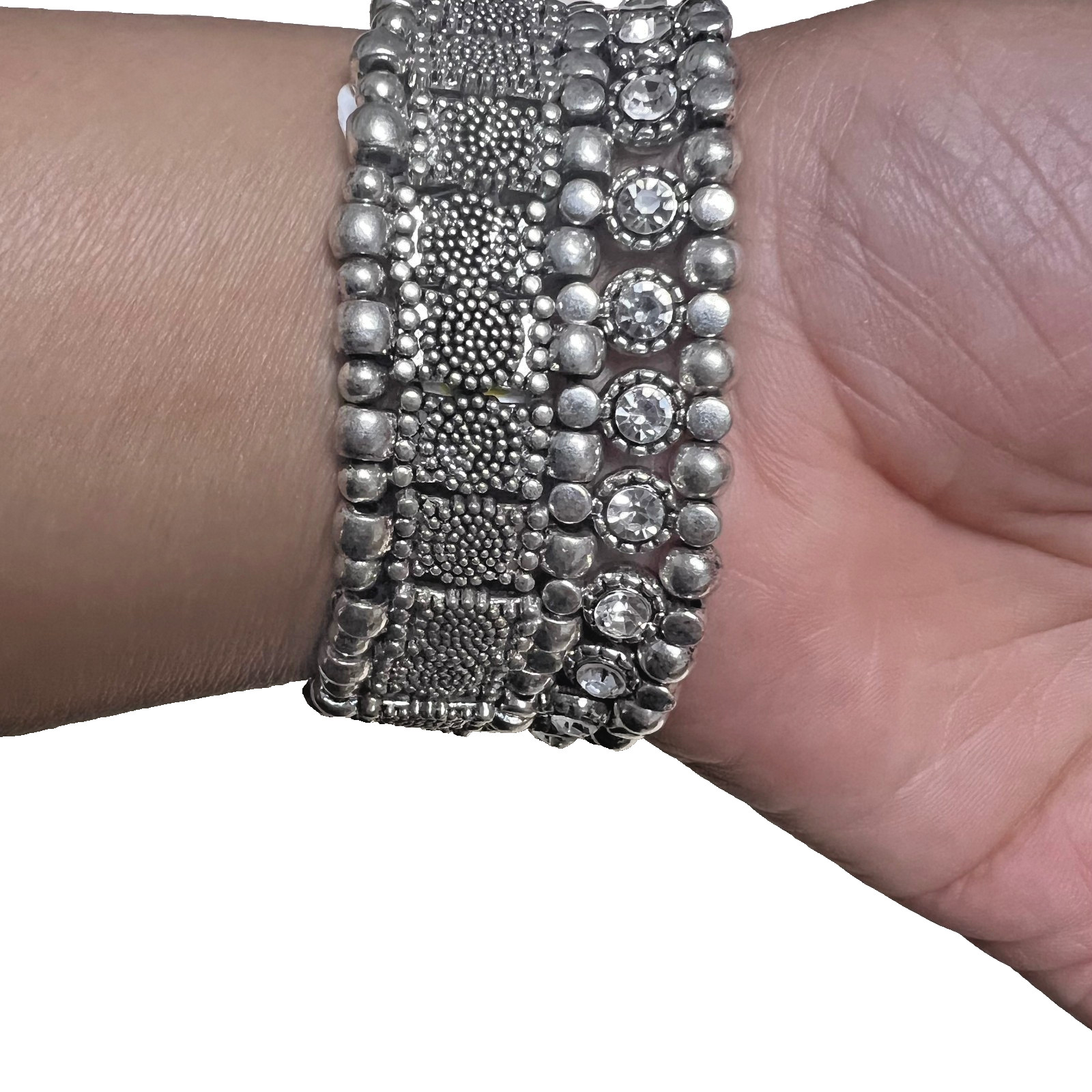 Wedding Oxidized designer Silver Ghungroo Studded Open Fashion Bracelet strech