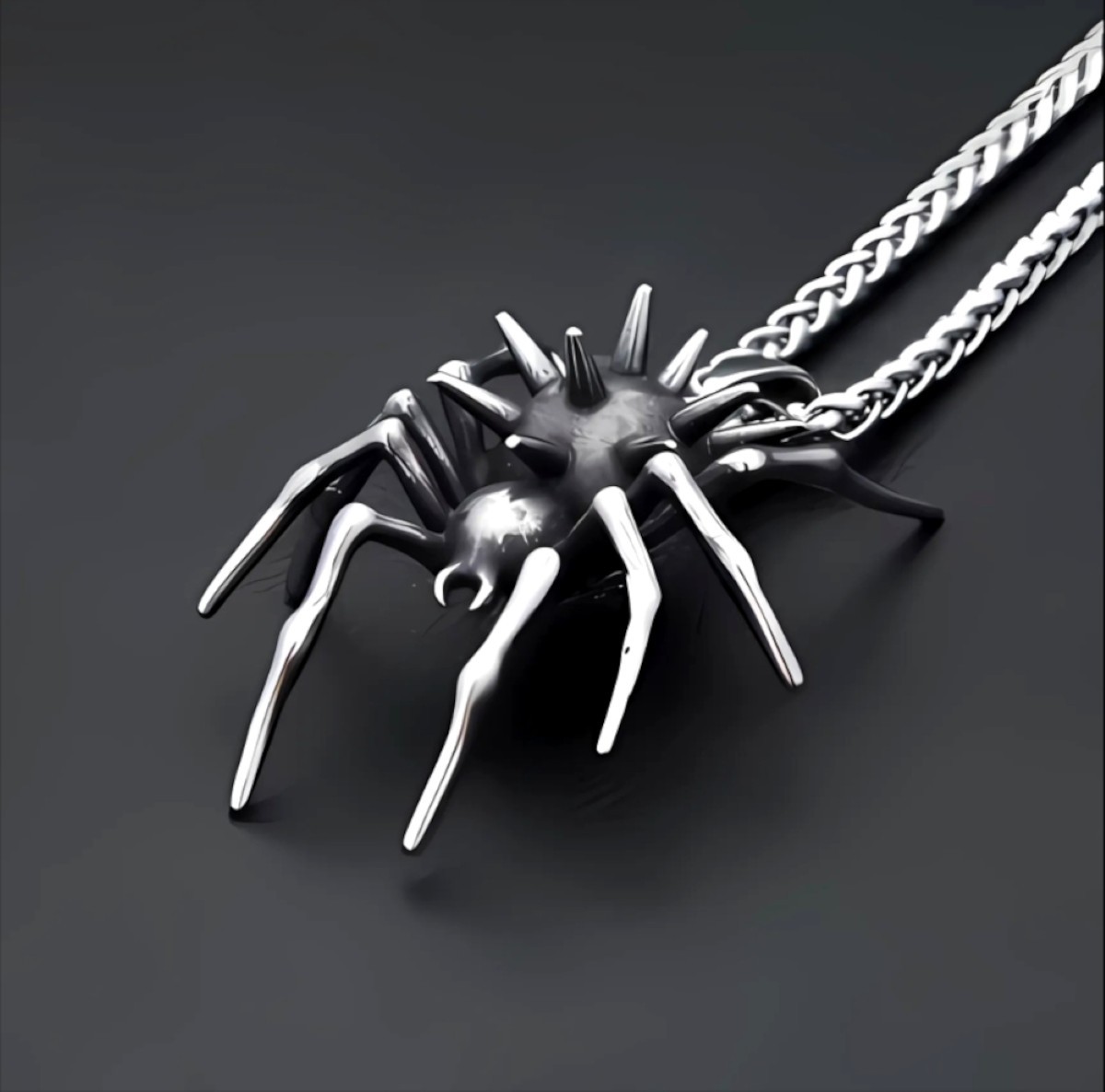 Premium Stainless Steel Spider Pendant & Necklace Gothic Biker Jewelry