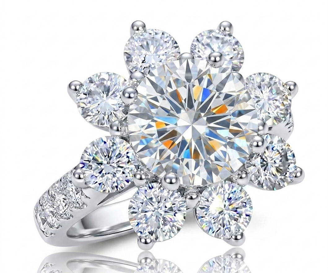 RARE 6.20 Ct Certified Round Cut White Natural Diamond Ring White Gold Finish