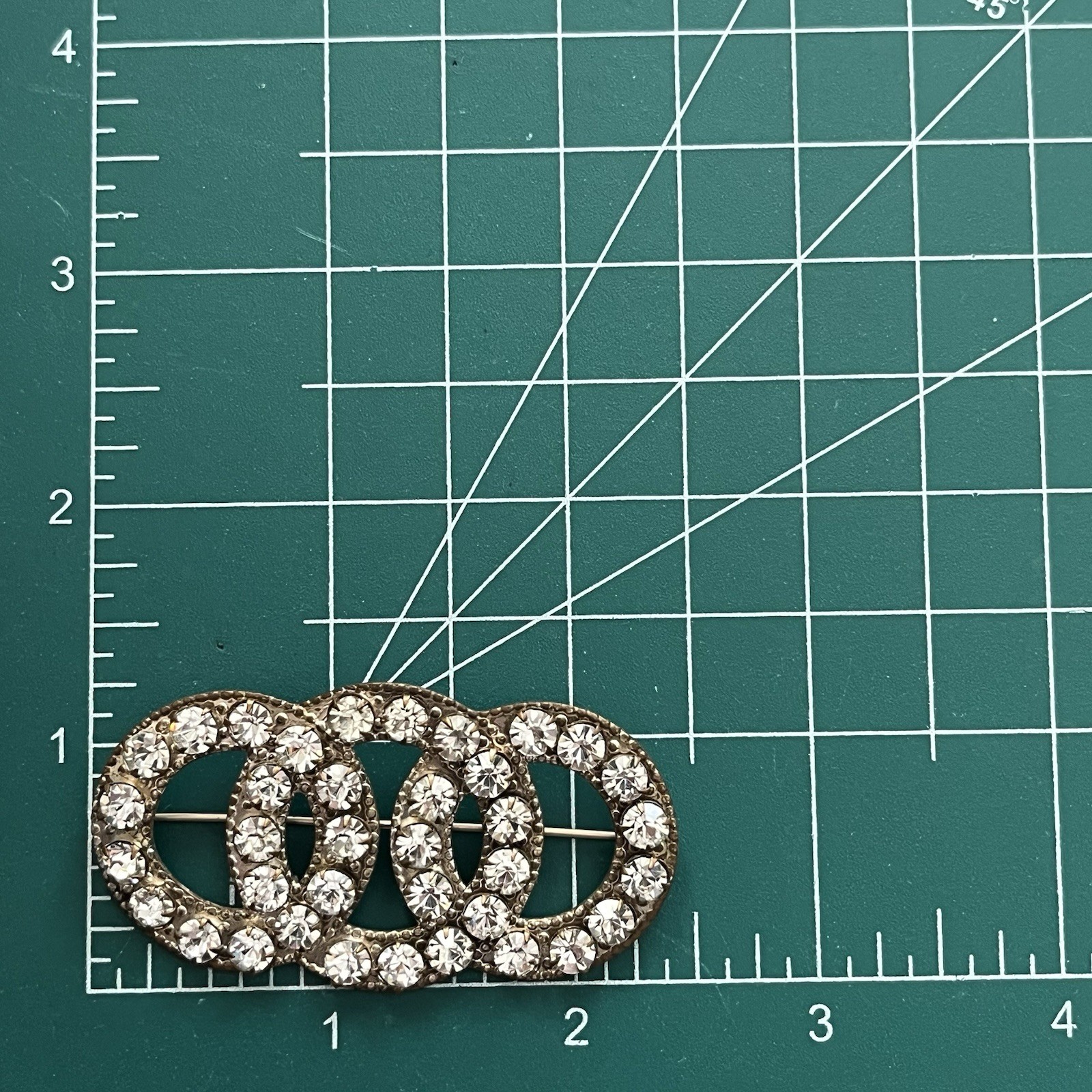 Vintage 1900s Infinity Clear Colorless Rhinestone Wedding Brooch C Clasp