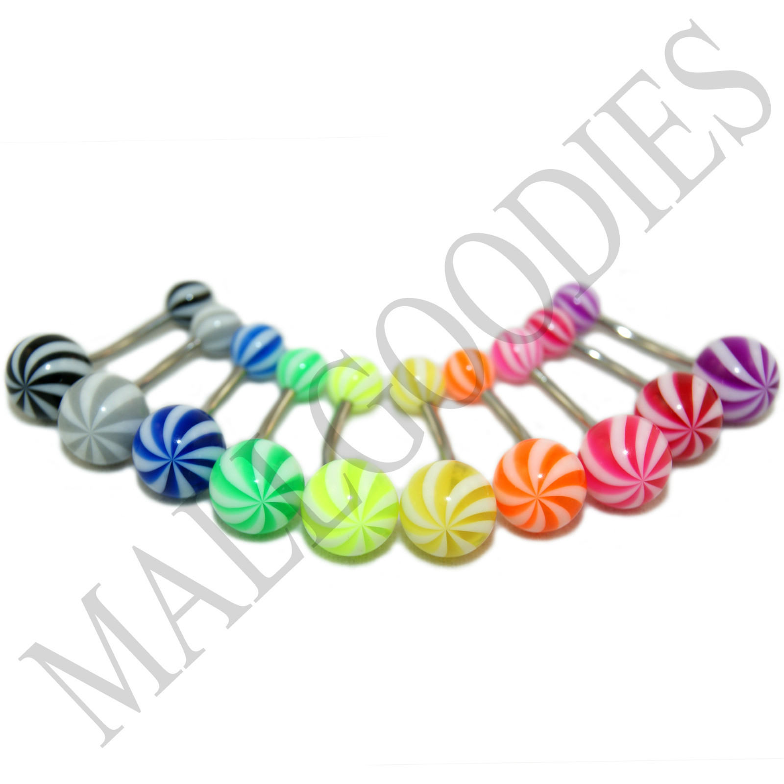 W035 Acrylic Belly Naval Rings Curved Stripes Color Shape Pattern Design 10pcs