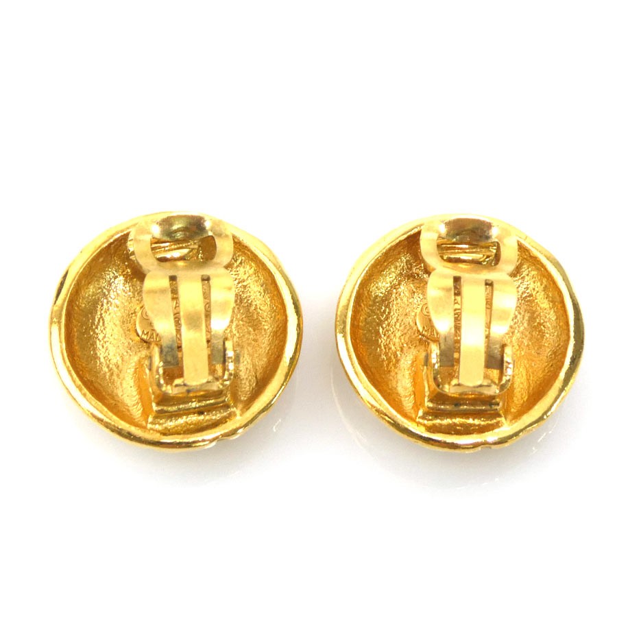 Auth CHANEL Vintage CC Logo Earrings Gold Metal – e62014i