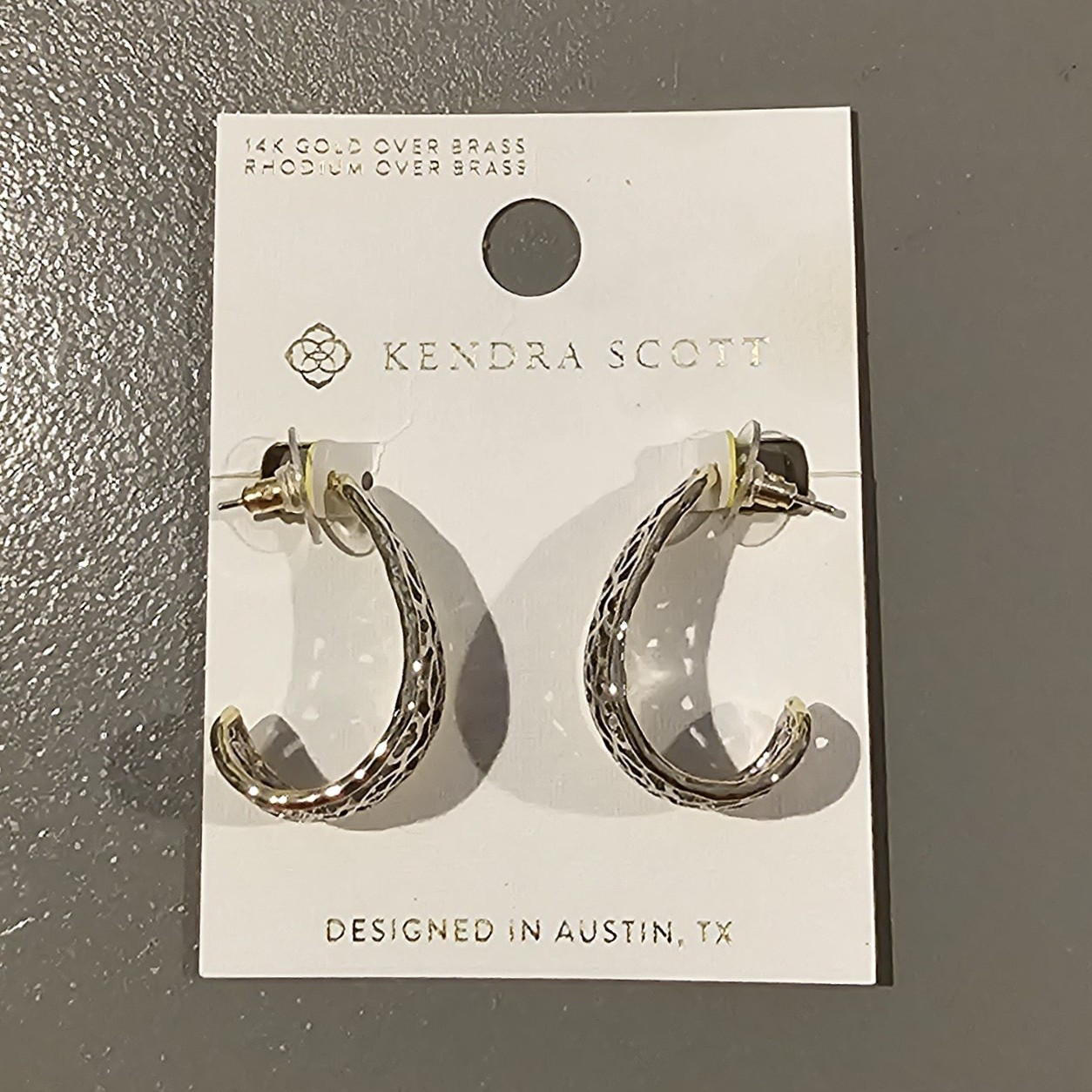Kendra Scott Hoop Earrings Rhodium Over Brass Gold/Silver Butterfly Back MPN