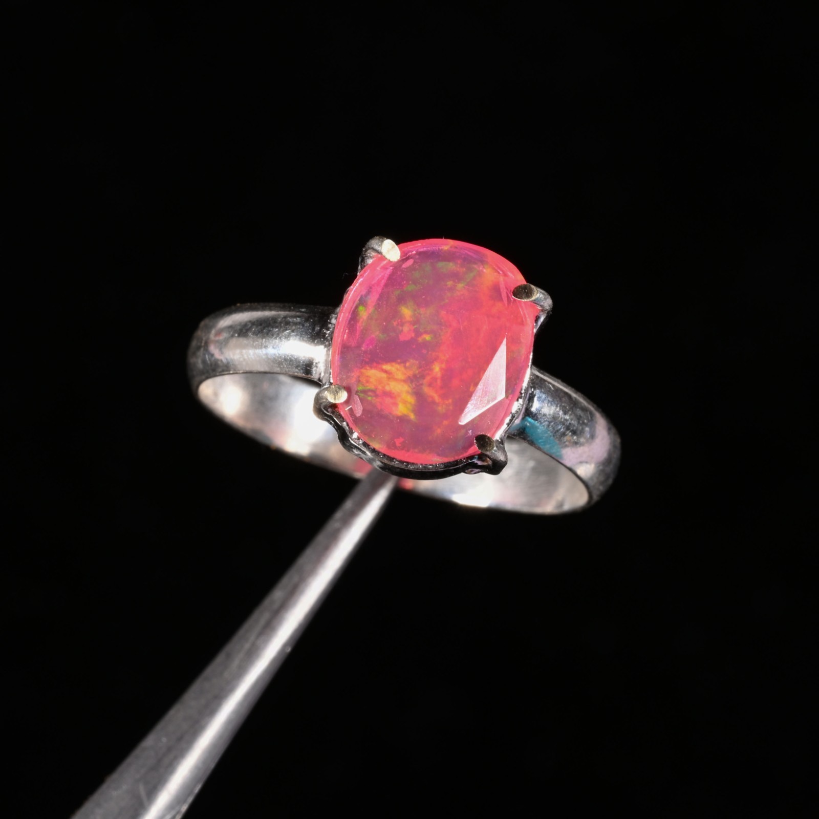925Sterling Silver Ring Handmade Ethiopian Opal Gemstone Statement Ring All Size
