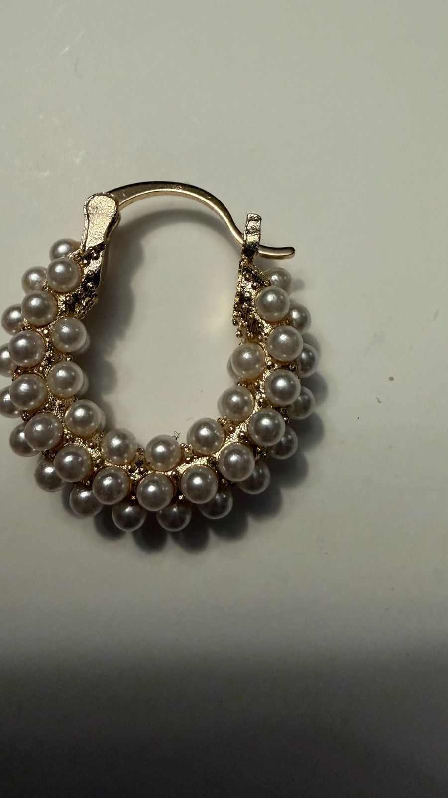 Gold Tone Faux Pearl Cluster Hoop Earrings Elegant Jewelry Gift