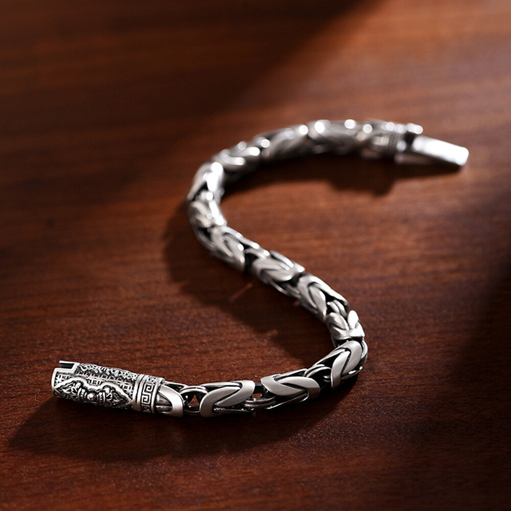 Solid 925 Sterling Silver 5mm Byzantine Link Chain Bracelet 20cm 21cm Length