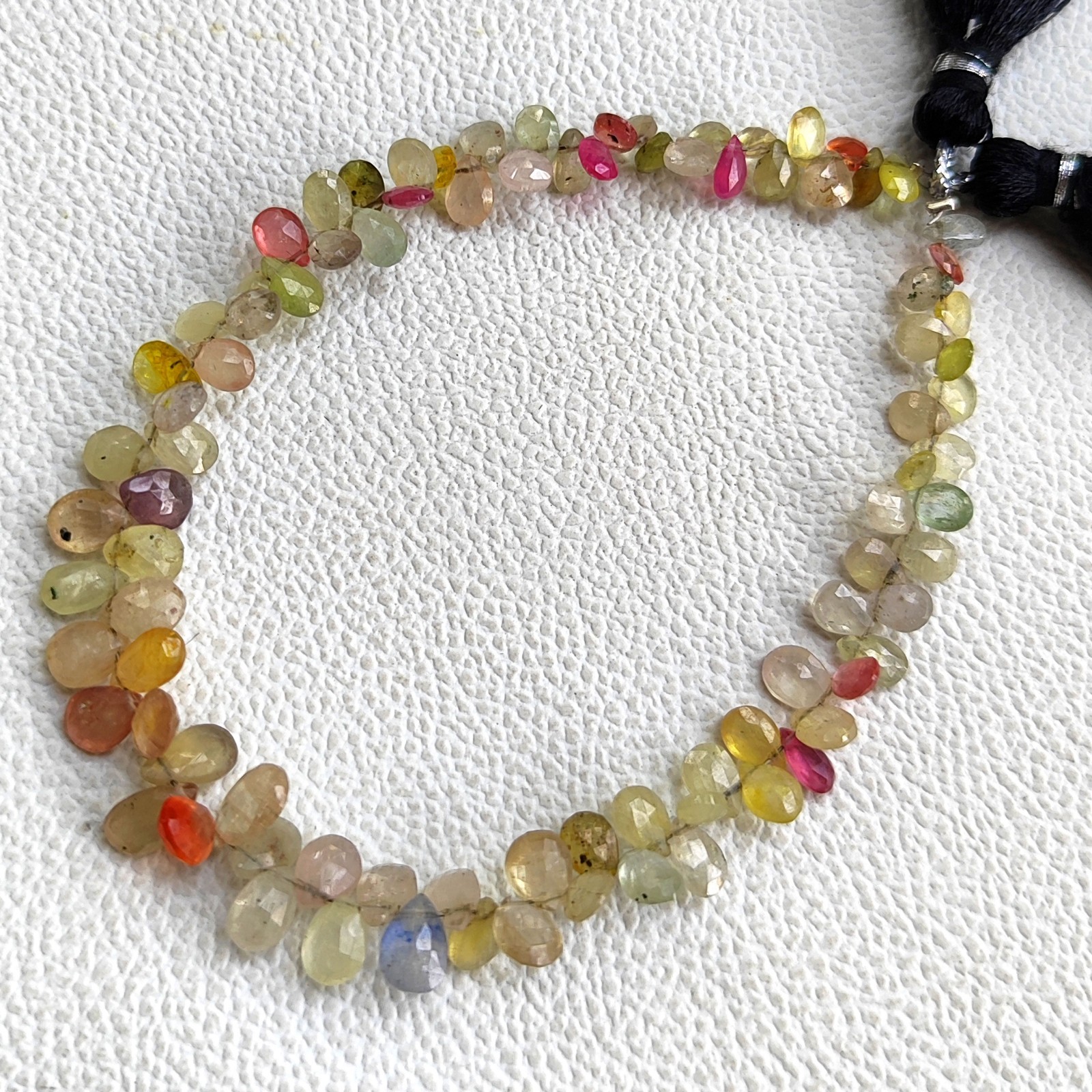 Sri Lanka Multi Sapphire Pear Faceted Beads 8.5″ Strand 7x5mm to 8x6mm Gems