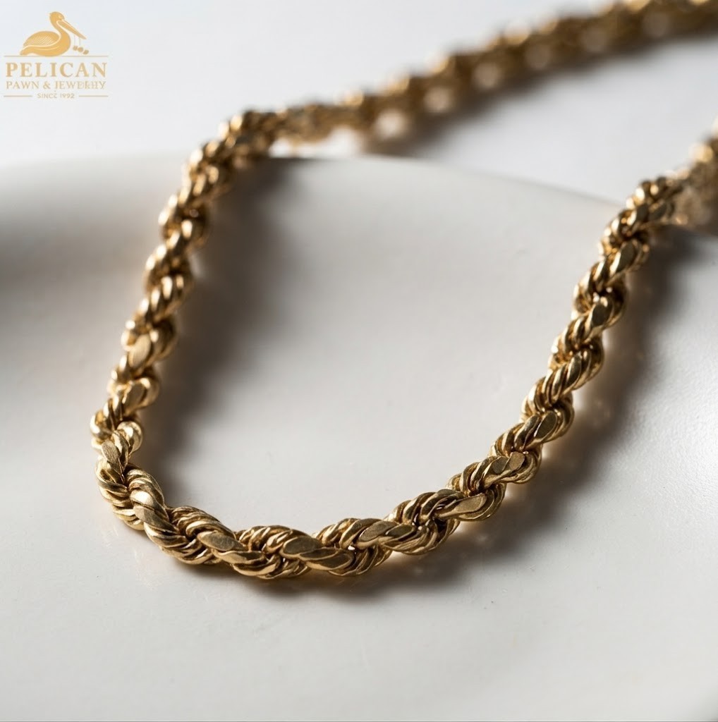 Gold Rope Chain Hollow 10K Yellow Gold 4.5MM (PSH044516)