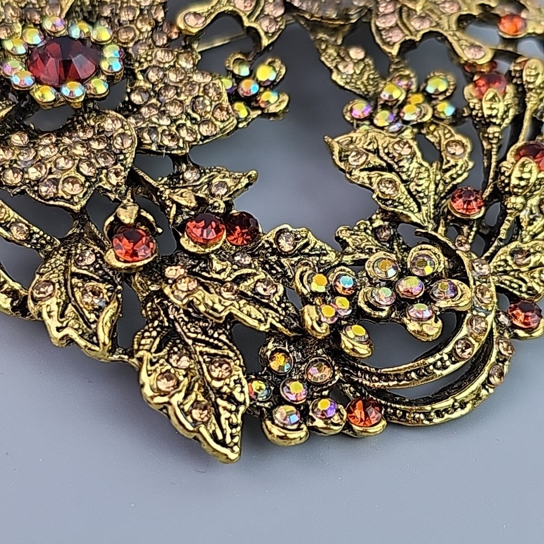 Large Garden Butterfly Brooch Vintage Rhinestone Statement Pin 3.75 in Tall