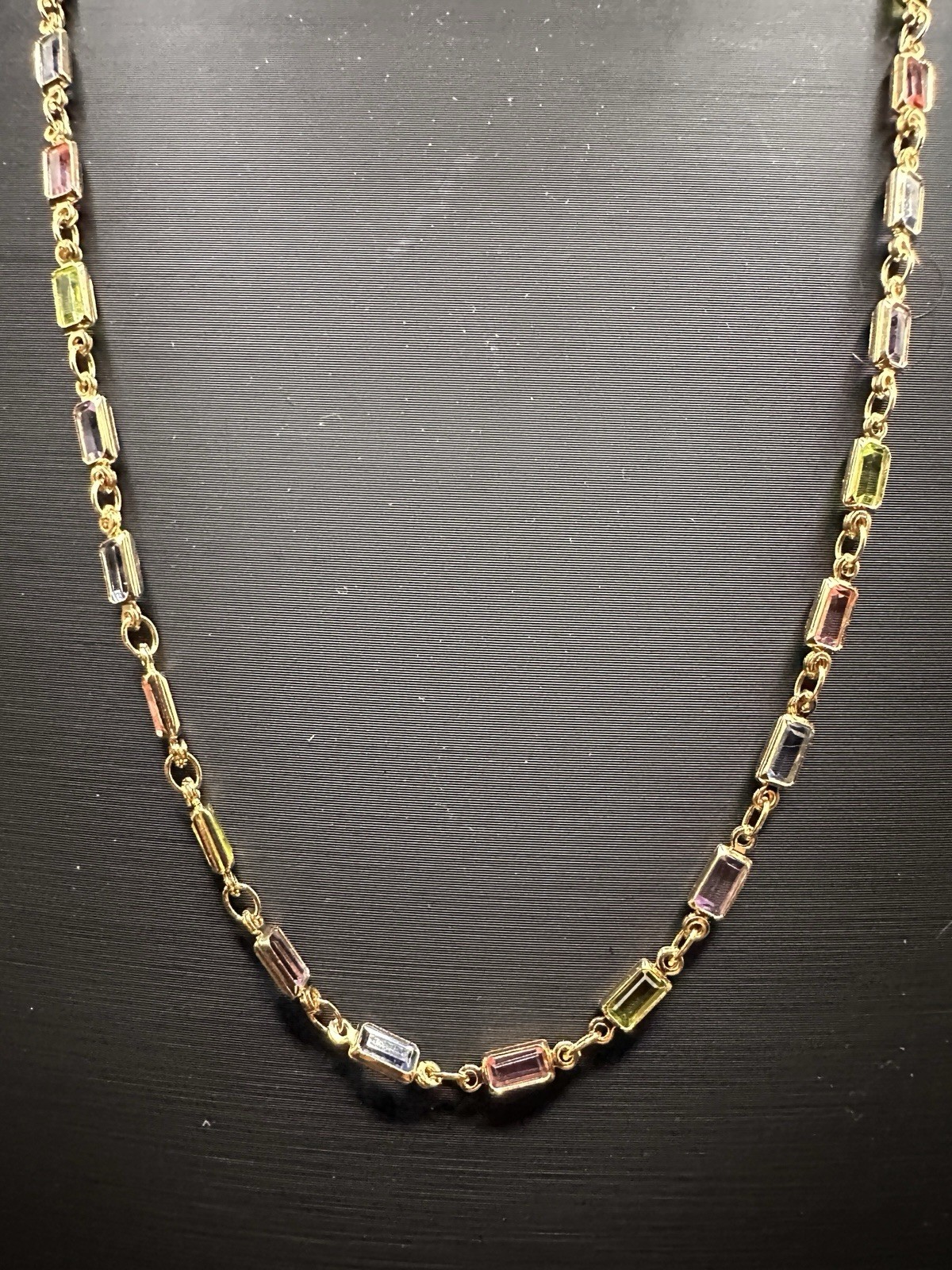 18k Yellow Gold filled Pastel Jolly Rectangle Necklace 24”