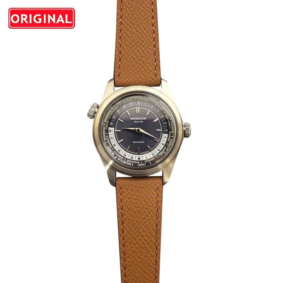 MERKUR Automatic Pilot Style World Time Blue Men’s Watch LW91B