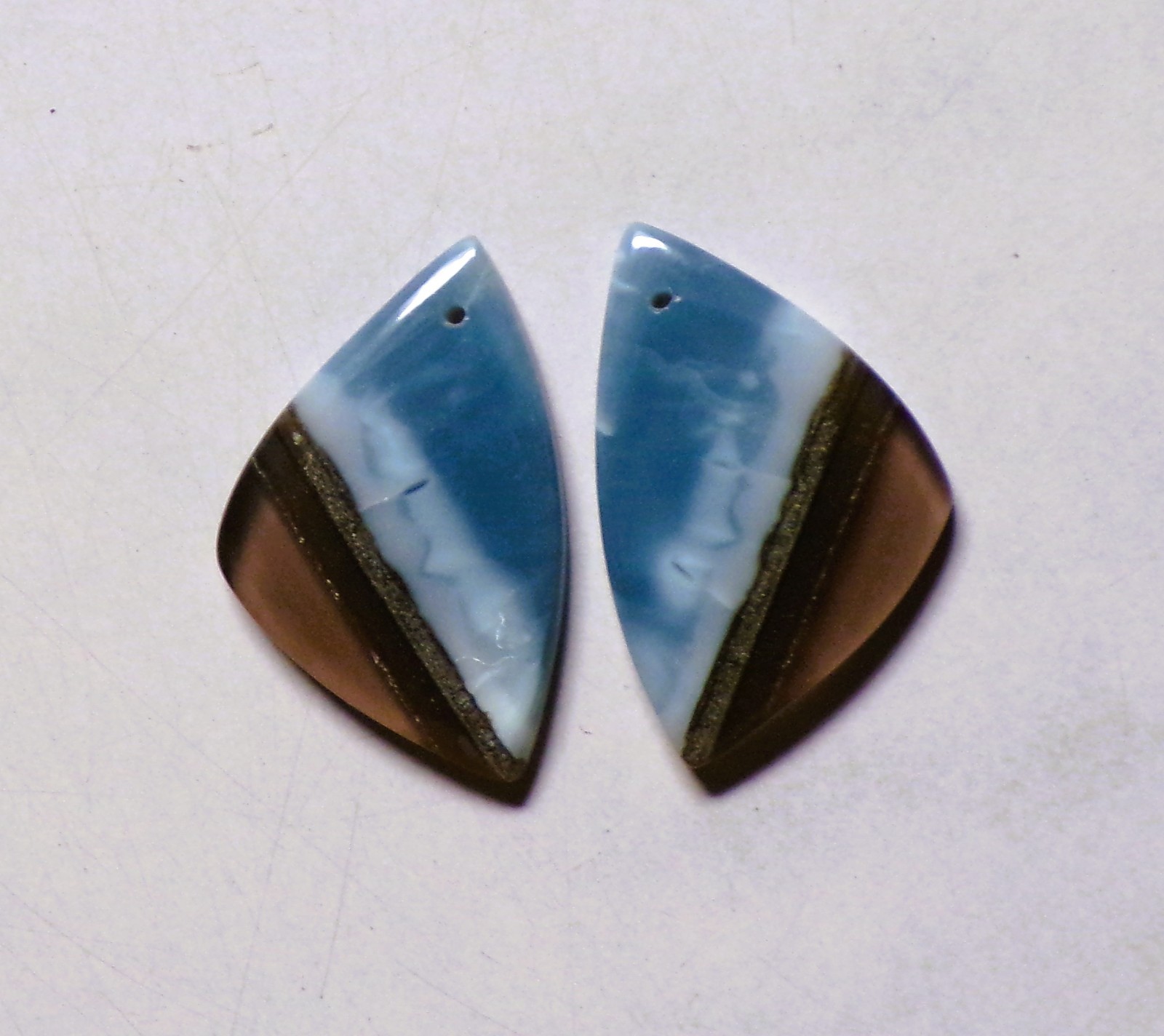 43.50 Cts Natural Blue Opal Drilled Cabochon Match Pair Gemstone 34X22MM 101