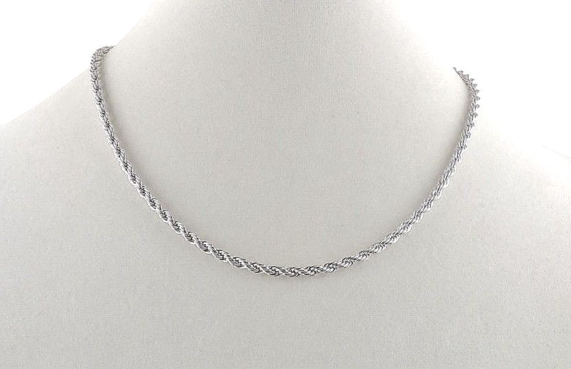 Stainless Steel 4 mm Rope Chain Necklace 18″, 20″, 24″ or 30″