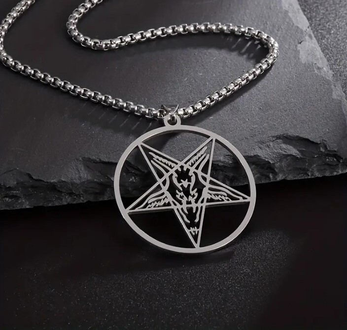 Sigil of Baphomet Inverted Pentagram Pendant Necklace Satan Goat Devil Lucifer